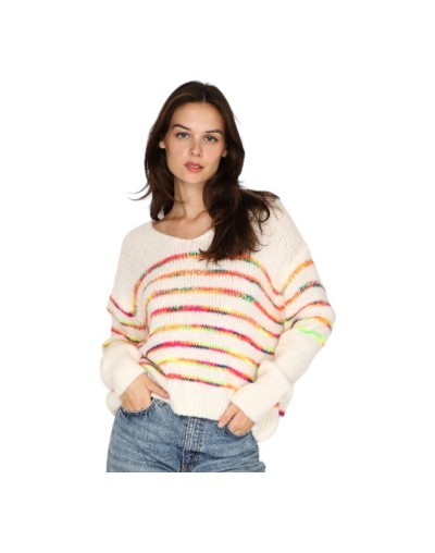 Pull à rayures multicolores